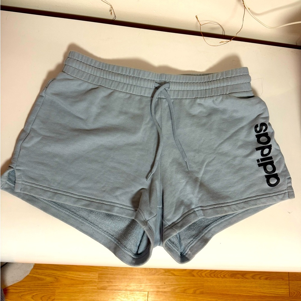 baby blue adidas sweat shorts